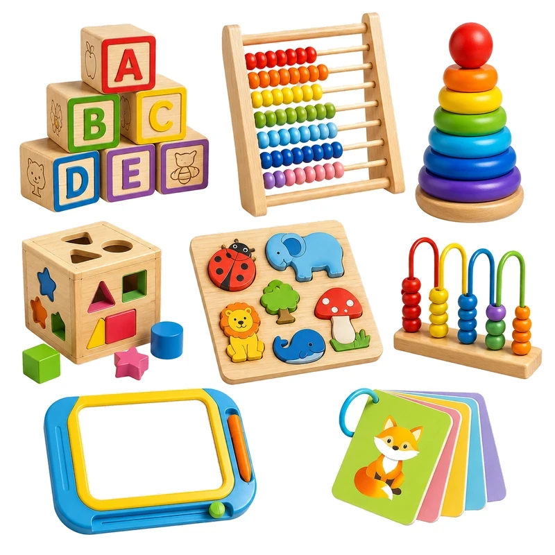 Educational toys in Pakistan — wooden alphabet boards, puzzles and Montessori sets